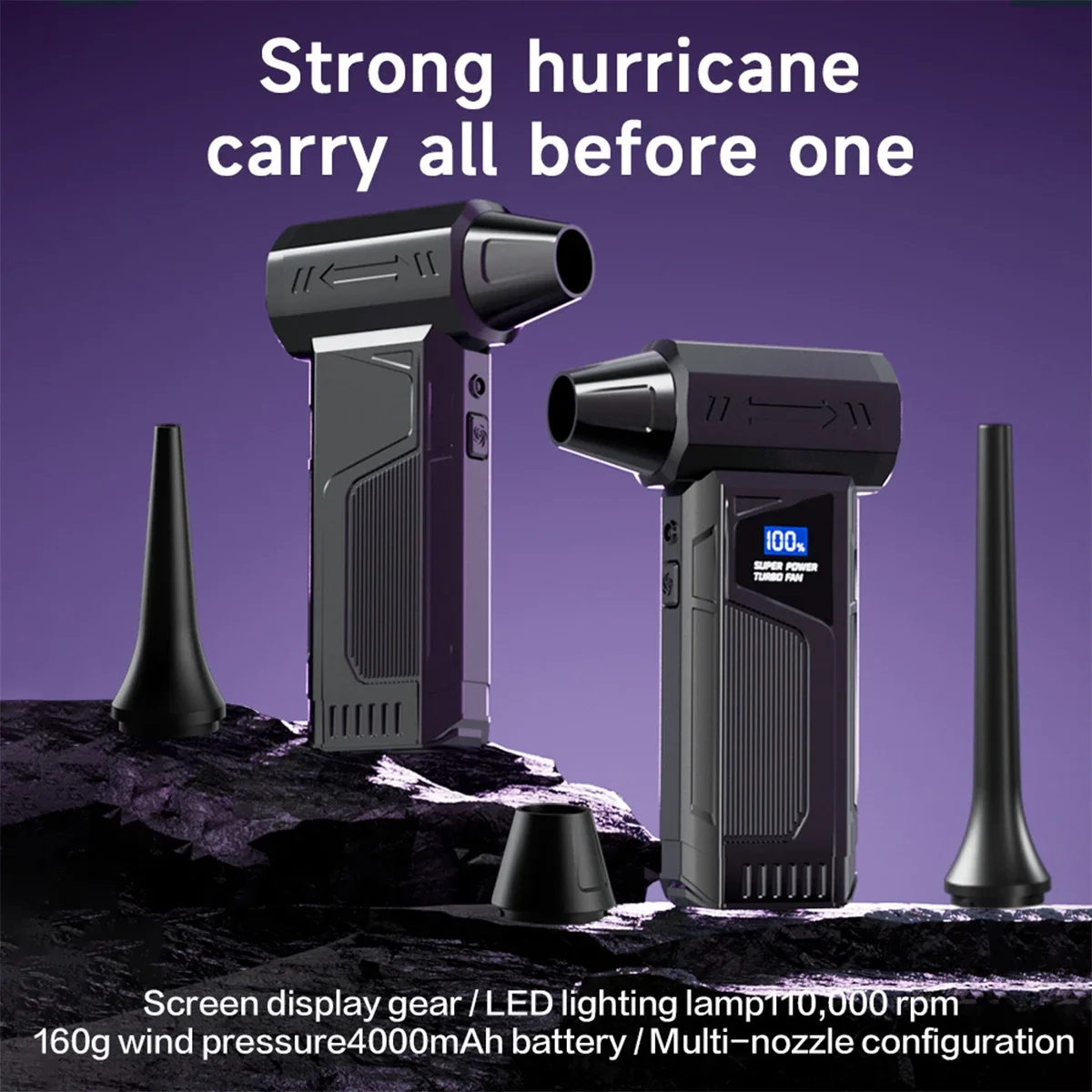 2025 جديد مروحة نفاثة لاسلكية فرش السيارات توربو منفاخ الهواء تنظيف السيارات مصباح ليد شاشة ديجيتال المحمولة الاستخدام في الهواء الطلق #3