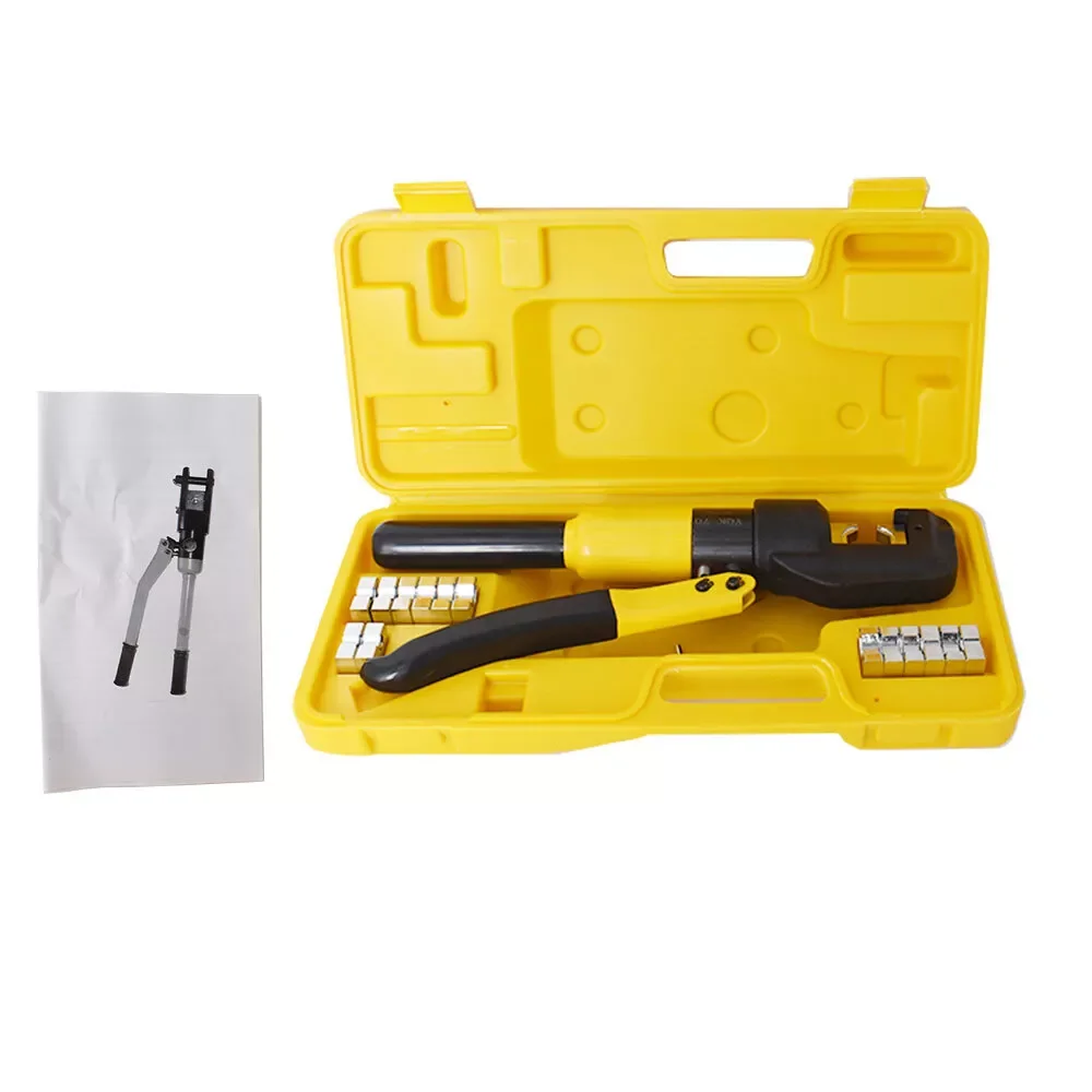 10 Ton Hydraulic Wire Battery Cable Lug Terminal Crimper Crimping Tool & 8 Dies