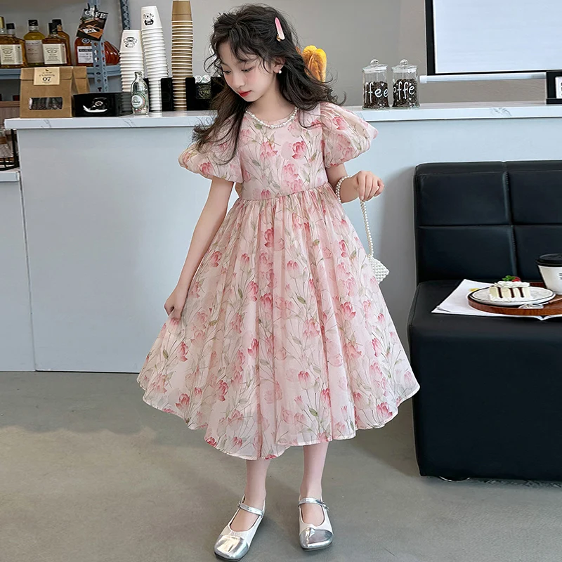 summer Elegant Flower Princess Dresses vestidos elegantes para mujer kids girls dress clothes vestido verano 12 14 enfant fille