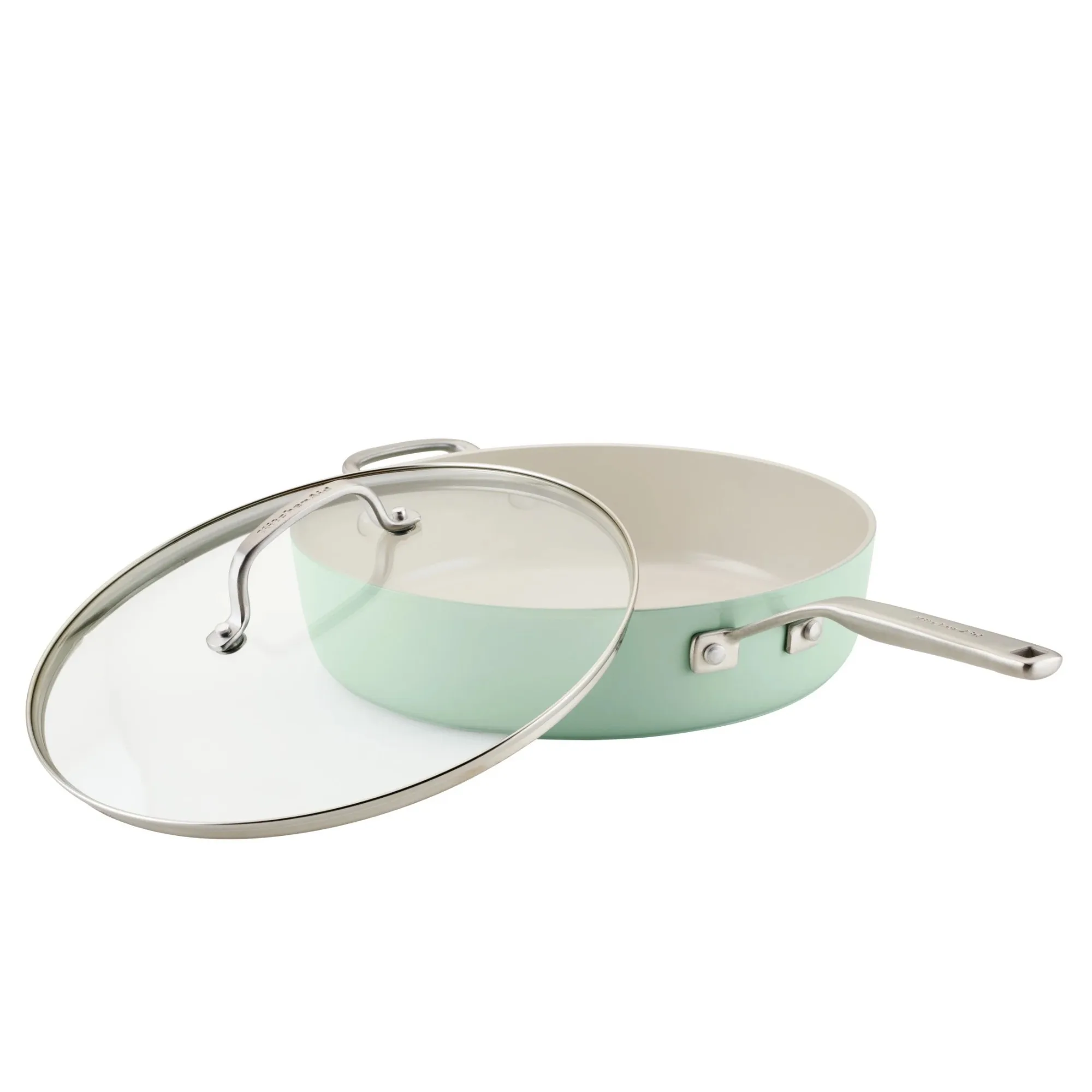 Sartén antiadherente de cerámica anodizada dura con tapa, 5 cuartos, Empire Red