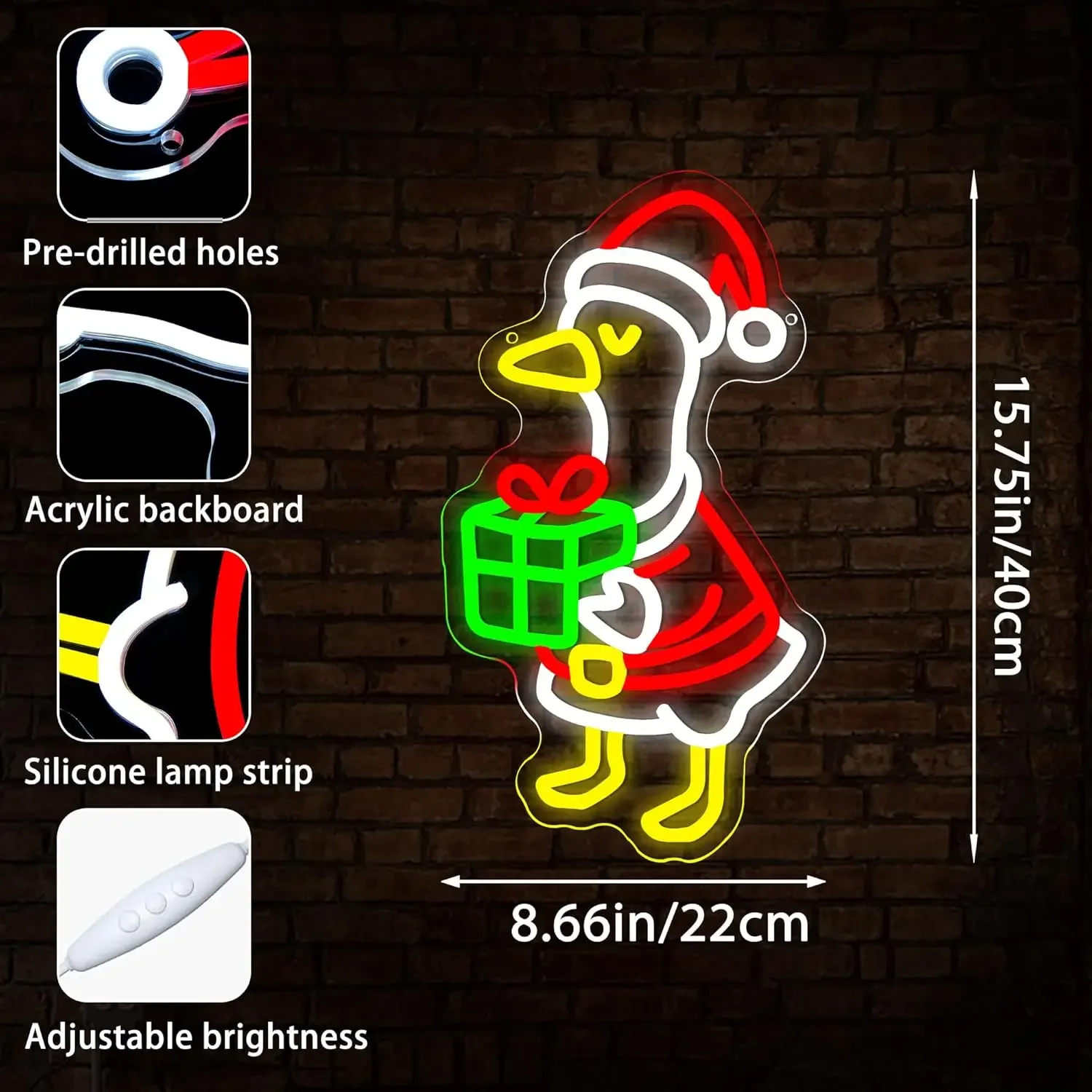 عيد الميلاد بطة ضوء النيون تسجيل USB عكس الضوء LED النيون تسجيل لغرفة النوم غرف معيشة نادي بار رجل كهف هدايا الحفلات جدار ديكور #6