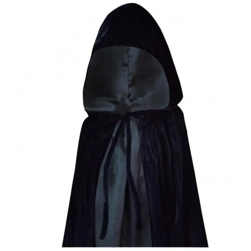 Mantello lungo a doppio strato con cappuccio e cintura Costume da spettacolo per giochi di ruolo per uomini e donne loween Par Costume di scena etnico
