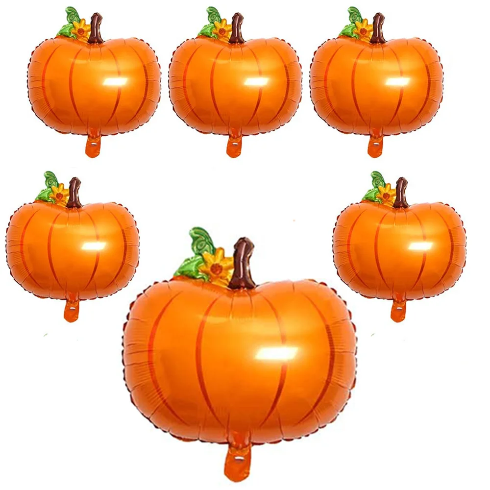 

6 Pcs Pumpkin Balloons Foil Helium Aluminum Halloween Pumpkin Balloons Birthday Wedding Halloween Thanksgiving Party Decoration