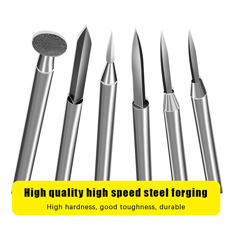 6Pcs Wood Carving Drill Bits Set For Electric Engraving Drill Accessories Bit Wood Crafts Grinding Tool-New
