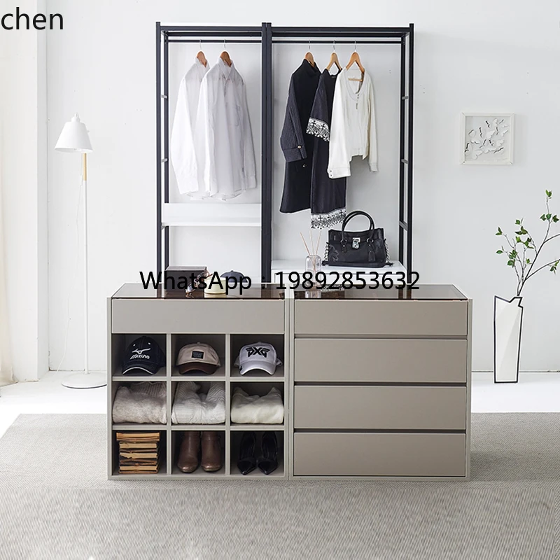 U8 simple mid-island glass surface floor jewelry drawer cloakroom, solid wood island chest