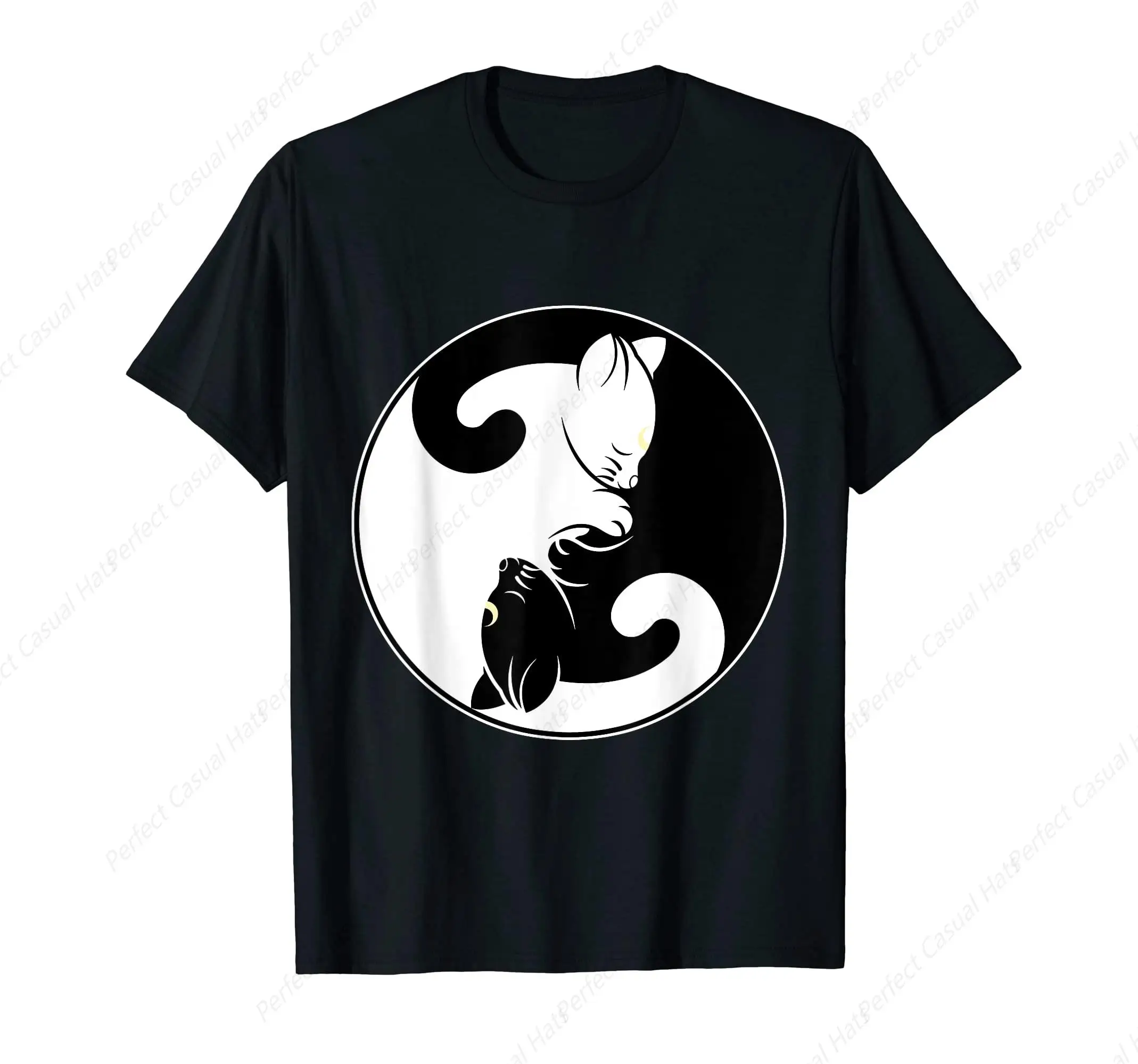 

Chinese Style Kawaii Yin Yang Black Cat And Moon Crescent Head Cartoon Cat Kawaii Yin Yang Cat Moon Crescent Shirt