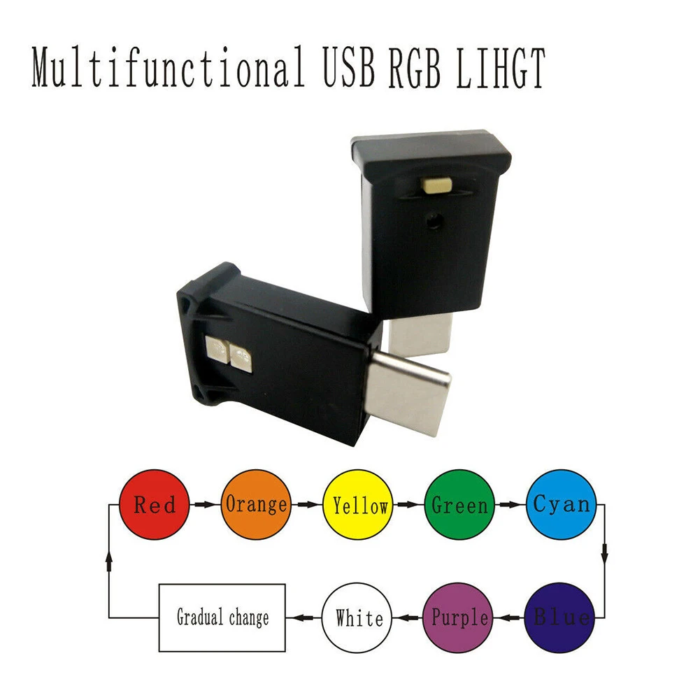USB-C Type-C светодиодный внутреннее освещение, неоновые атмосферные окружающие лампы, RGB, динамический градиент, яркость, Многофункциональный USB RGB LIHGT