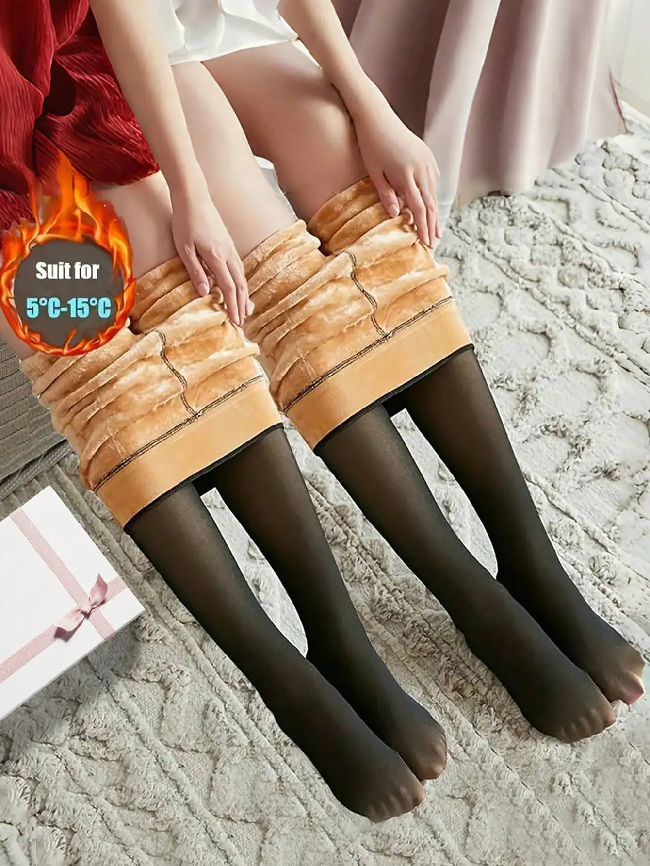 

Женские теплые колготки с меховой отделкой на поясе, теплые и эластичные, для 5 лет ° С-15 ° Черные непрозрачные леггинсы