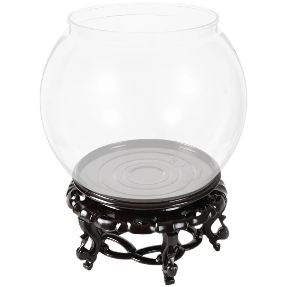

1 set Round Fish Bowl Small Fish Tank Desktop Clear Aquarium For Home Office Decor Plant Riser Portable Keeper Bonsai Stand