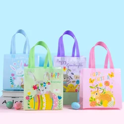 4/8pcs Easter Gift Bags with Handle Rabbits Non-Woven Bags Bunny Colorful Egg Treat Bags Happy Easter Party Decorations Favors