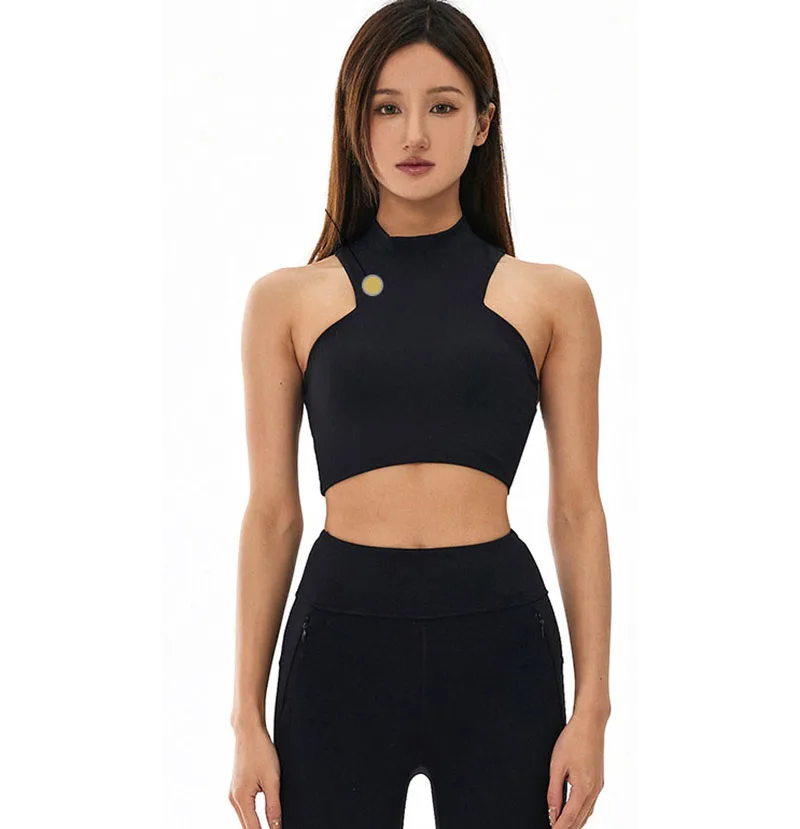 Women High Neck Quick Dry Elastic Back Zipper Compression Fitness Bra New Sexy With Push Up Outdoor Cycling Sports Yoga Bra