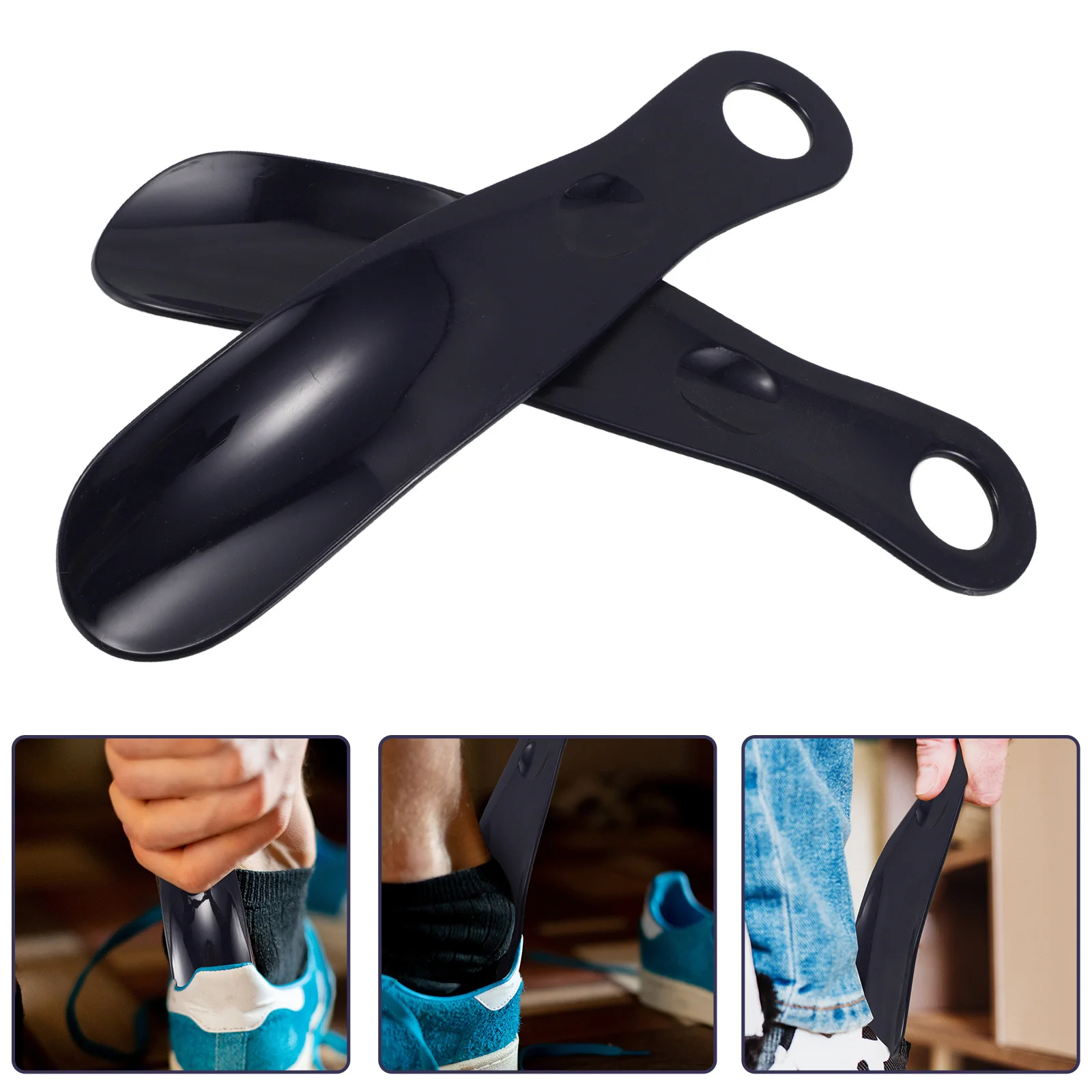 

2pcs Plastic Shoe Horns Small Shoe Helper For Seniors Lightweight Durable Travel Use Shoehorn For Sneakers Boots Sandals