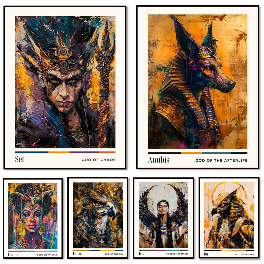 

Egyptian mythology Egyptian gods poster, Egyptian magic and motherhood, Anubis cloth, Bast, Osiris print canvas home decor