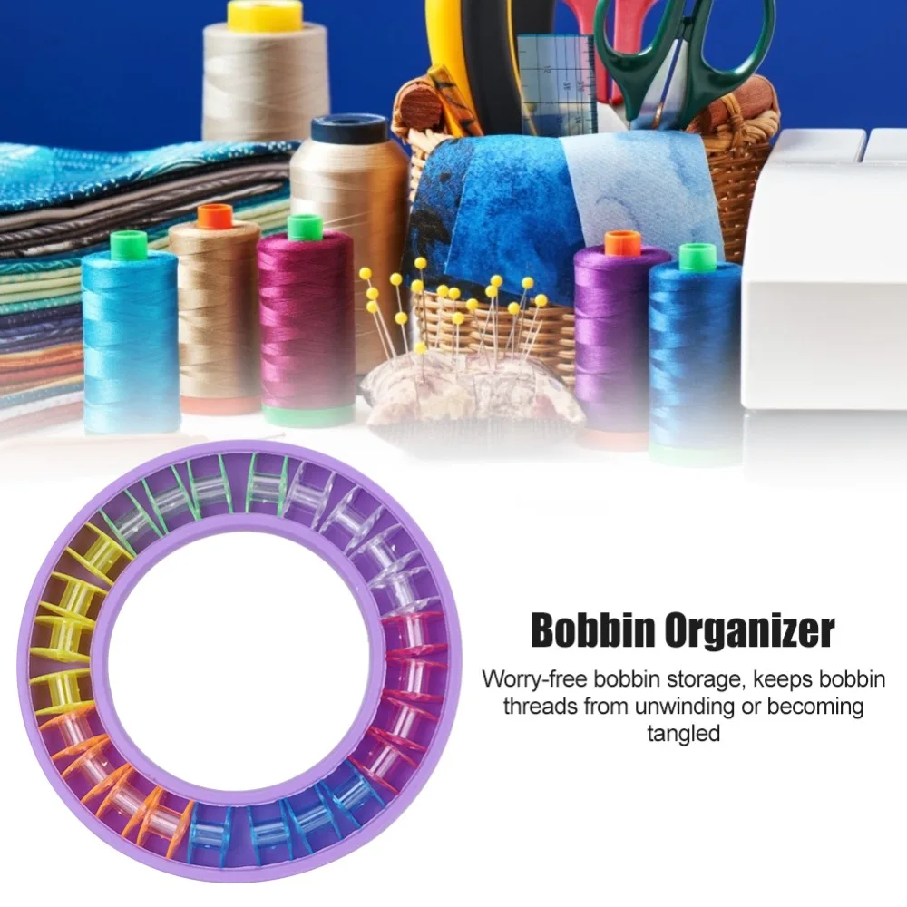 Round Shape Silicone Bobbin Storage Box Portable Design Reusable Thread Organizer 24PCS Capacity Silicone Bobbin Organizer