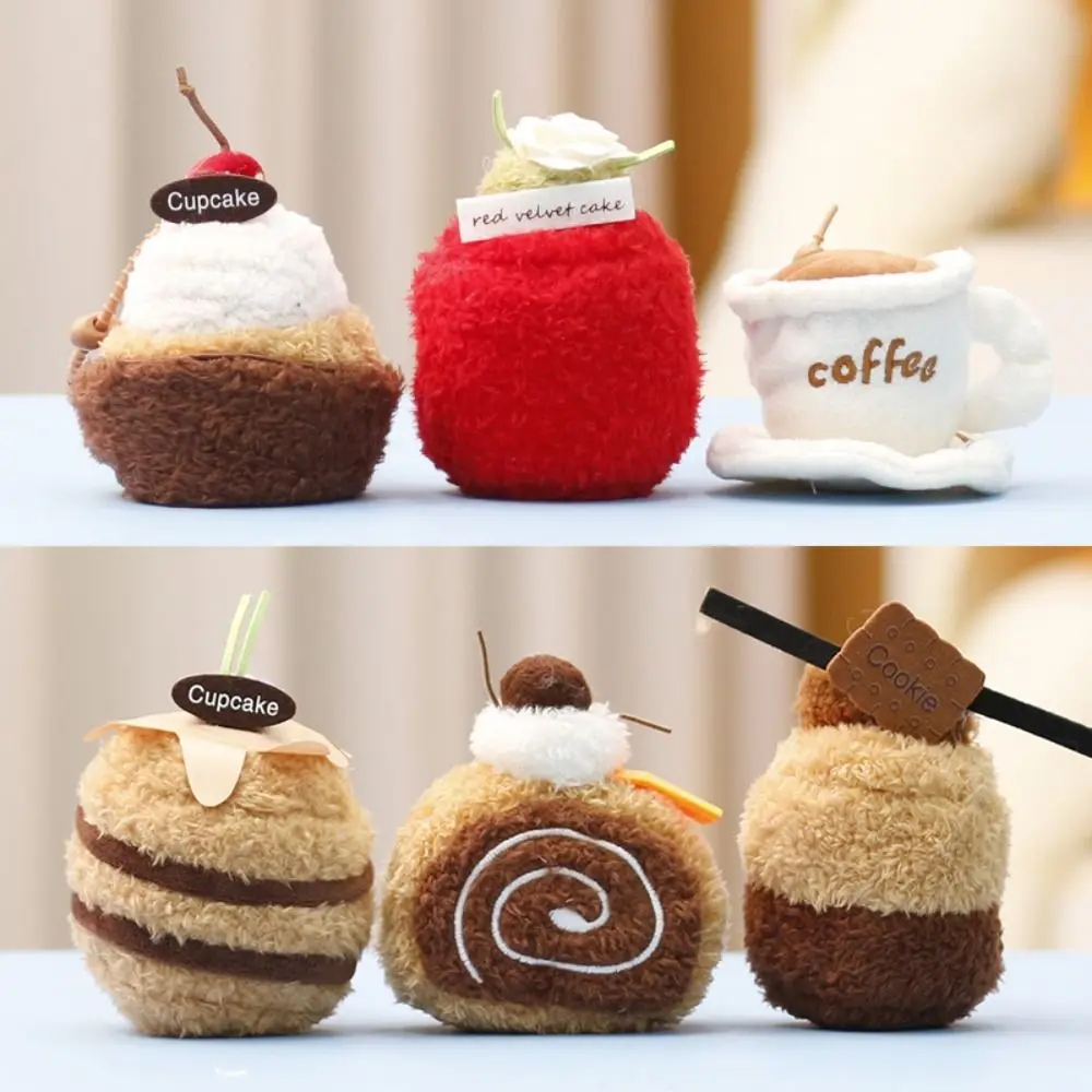 Afternoon Tea Series Cake Dessert Pendant Stuffed Cookie Cupcake Sandwich Cheese Bag Charm 12CM Dessert Keychain view 2
