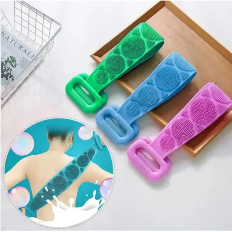 1/2 Silicone Scrubber Back Massage Exfoliating Sponge Bathroom Bath Brush Scrub Shower Brush Body Wash Scrub Removal Bath Spong