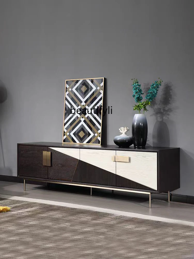 Simple Modern Solid Wood TV Italian Minimalist Creative Living Room Floor Cabinet American Advanced Sense