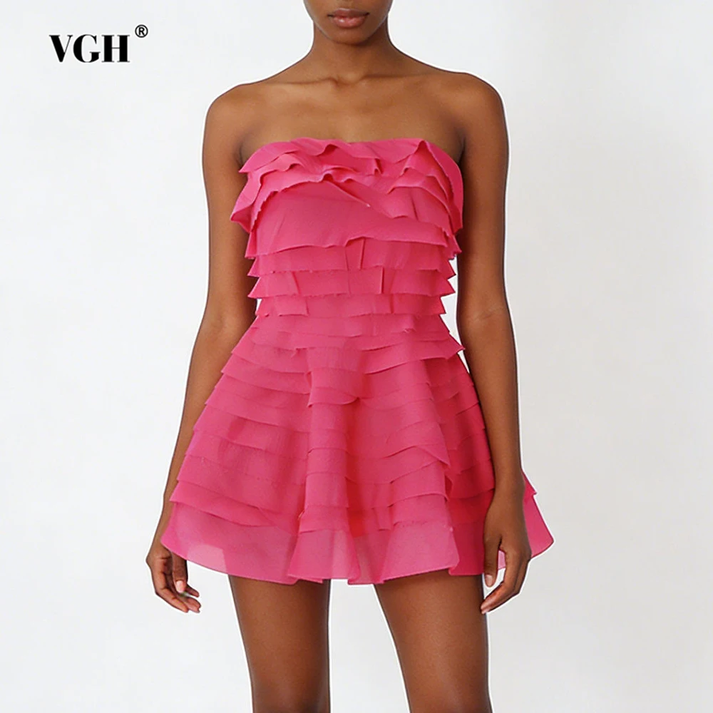 

Новое женское короткое платье VGH: роскошное, приталенное, с квадратным вырезом, без рукавов, с завышенной талией и складками, в стиле «свит».