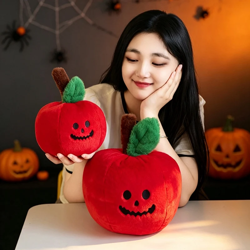 Halloween Apple Plush Toy Spooky Style Apple Stuffed Doll Desktop Ornament Halloween Party Decoration Holiday Gift