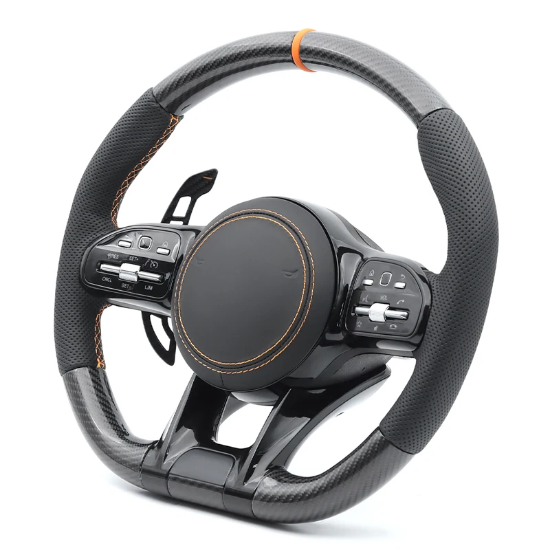

Carbon Fiber Steering Wheel For Benz C180 C200 C260 C300 C43 C63 E200 E260 E300 E53 E63 GLC200 GLC260 GLC300 GLC43 Racing style