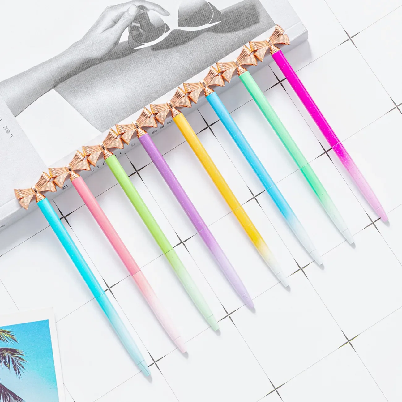 

30 шт. в наличии, корейская шариковая ручка с героями мультфильмов, модная и милая креативная металлическая ручка с бантом