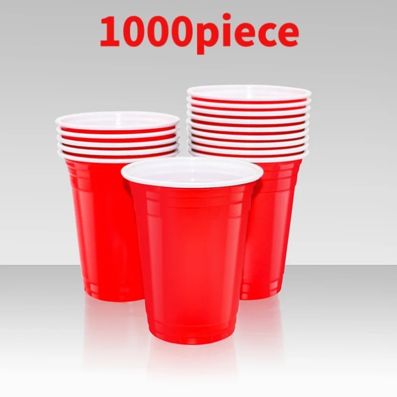 

10 00piece.Custom Logo Red Blue Pink Green Disposable PP Plastic Cups 16 oz 500ml Plastic Party Cups Drinking