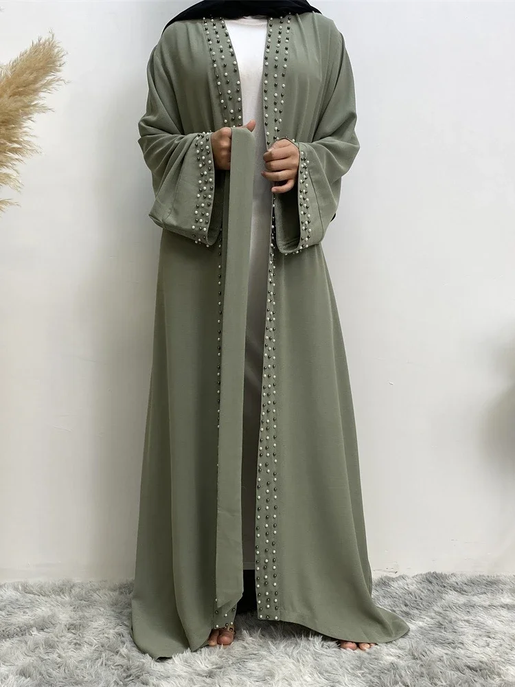 Robe musulmane à perles Eid pour femmes, Abaya, Cardigan du Ramadan, Robe de soirée marocaine, Maxi Abayas à lacets, Kaftan, Islam, Robe longue arabe, 2024