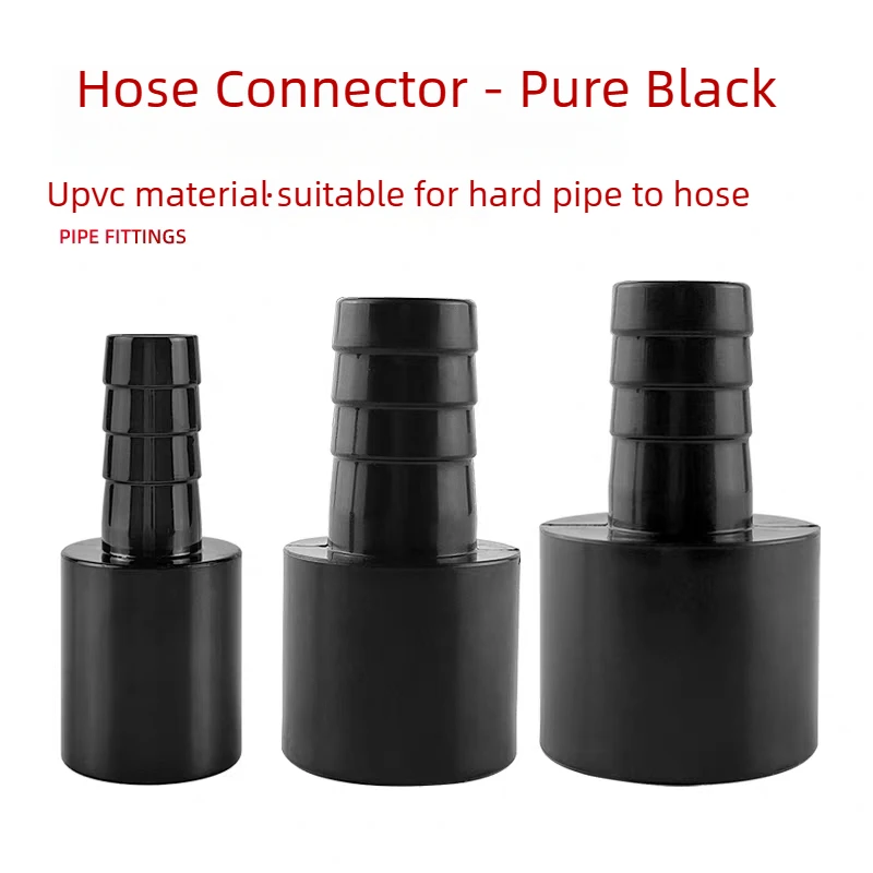 Black PVC Pagoda Connector Hose Adapter Reducer Straight Socket Quick Connect Pipe Fitting Water Hose Joint Aquarium Accessories