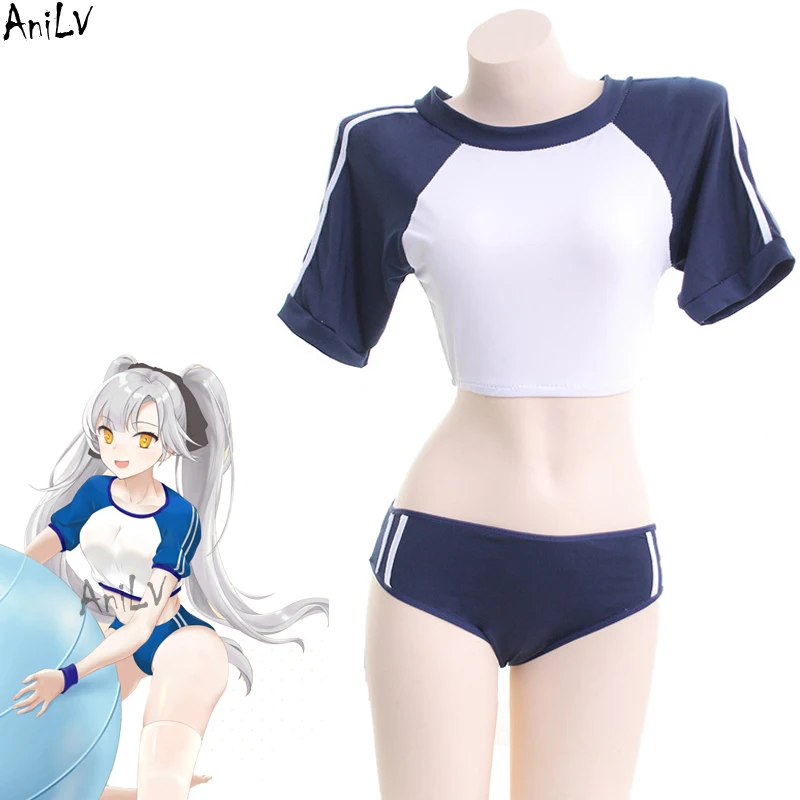 Anilv-traje de baño de Anime japonés para estudiantes, traje de baño para mujeres, uniforme de gimnasia deportiva escolar, Cosplay