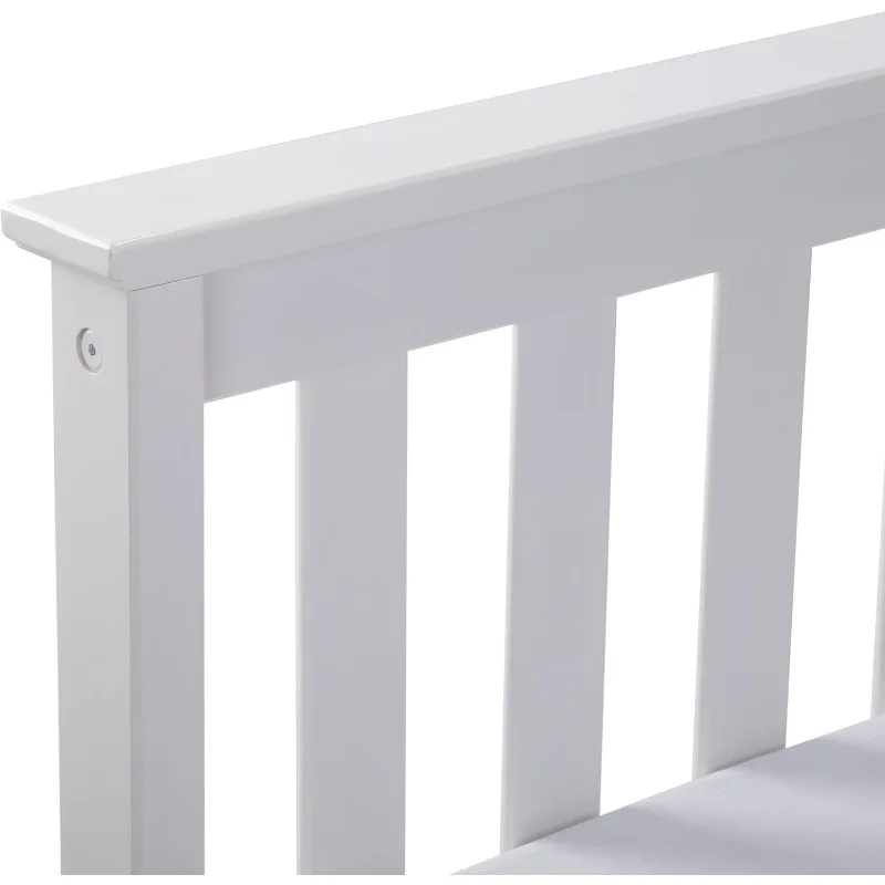 Estructura de cama tamaño queen de madera olid, cama con plataforma y cabecera, color blanco