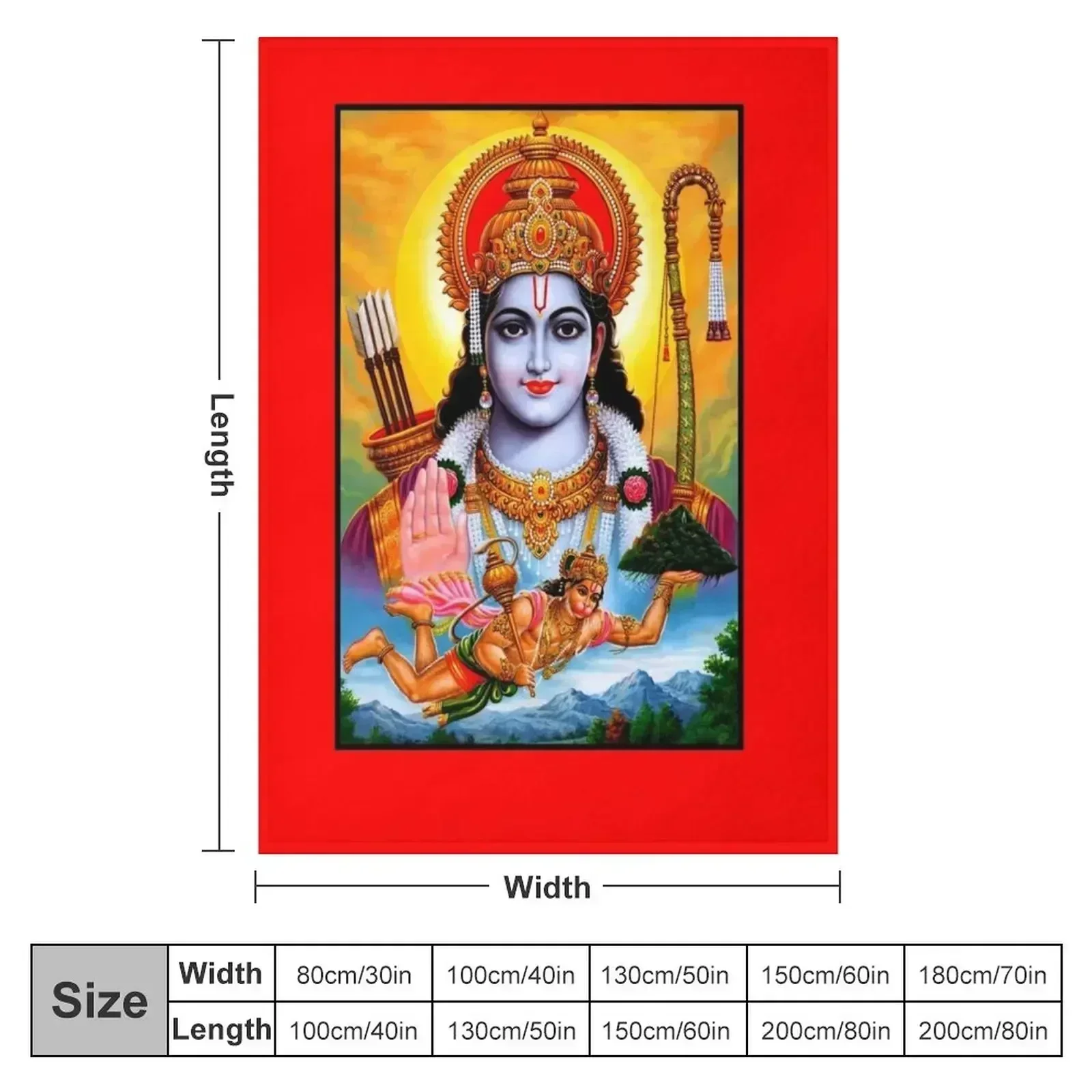 Hindu Lord Rama Goddess Print Throw Blanket couch cozy soft plush fuzzy picnic outdoor blanket