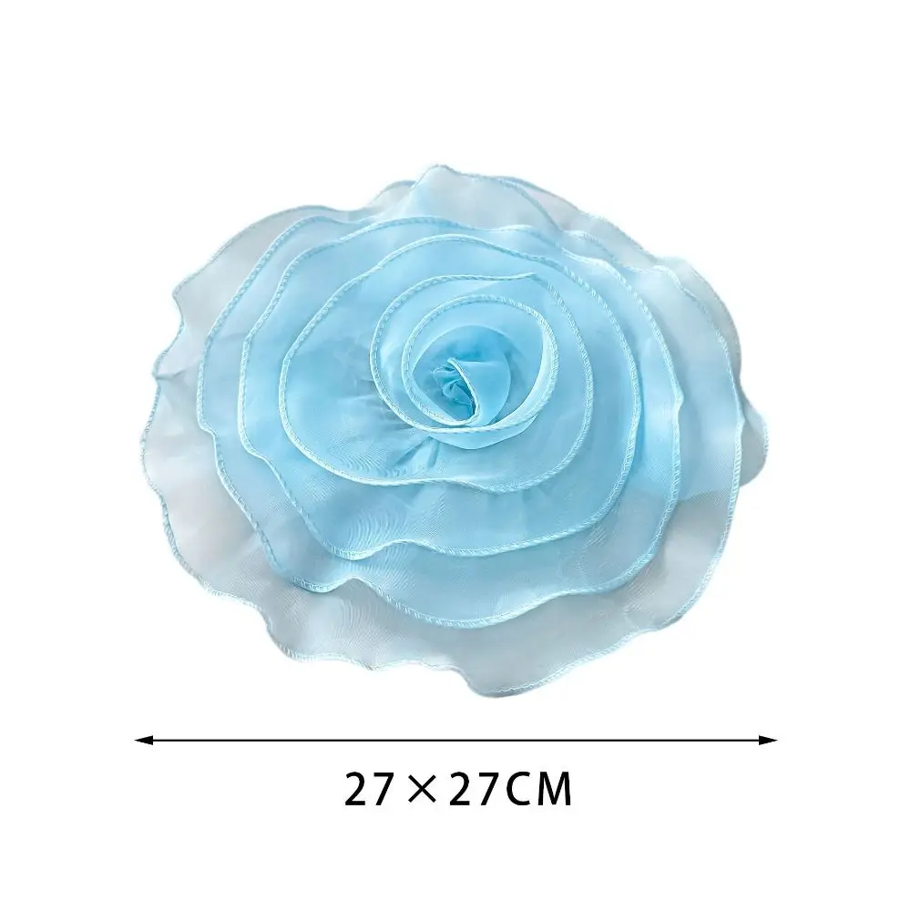 Handmade Rose Flower Patch Brooch Accessories Artificial Sewing Applique Organza Clothing Dress Neck Decoration Chest Flower