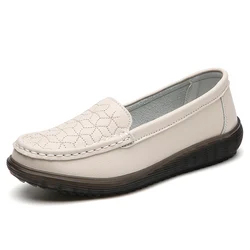 New 100% genuine leather women's casual shoes for women, spring and autumn casual walking loafers, leather shoes