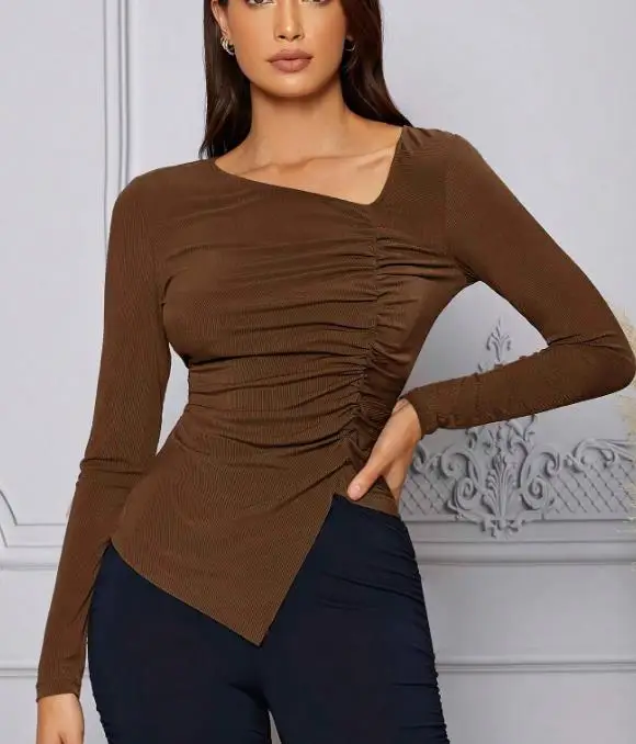 

Women's 2026 Autumn and Winter Elegant Style T-Shirt Mature Intellectual Style High-End Sense Slim Fit Top Sexy Spicy Girl Top