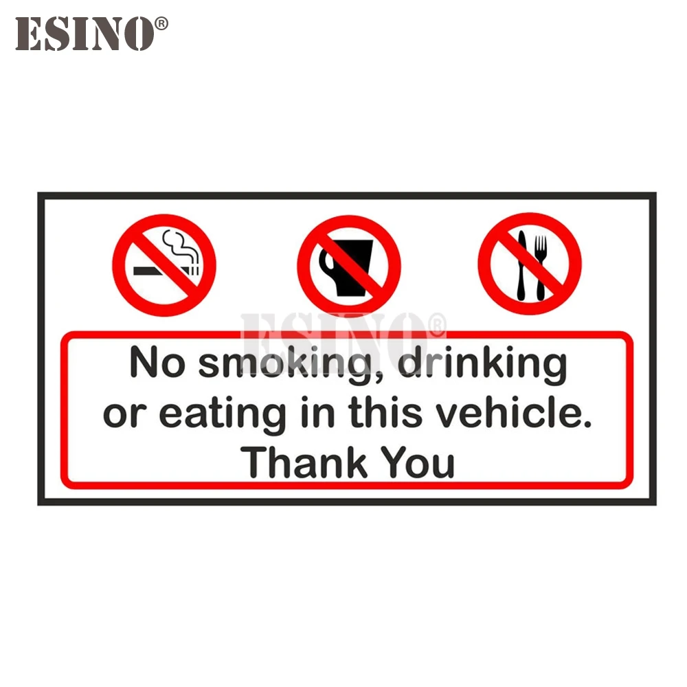 

Car Styling Funny Cool Warning No Smoking Drinking or Eating in This Vehicle PVC Car Body Sticker Pattern Autobobile Vinyl Decal