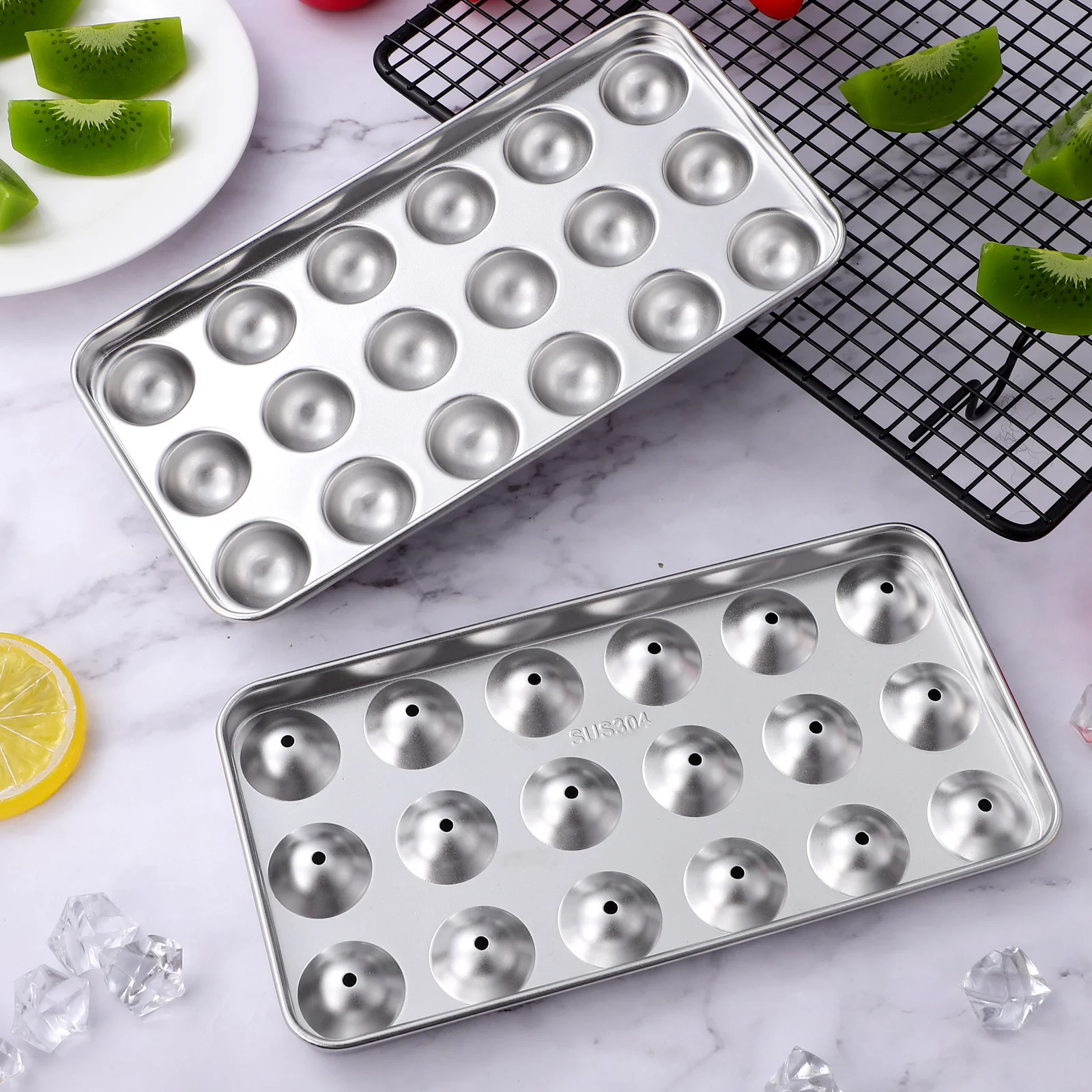 

1pc Stainless Steel Ball Shaped Mold Round Making Tray For Home Diy Ice Cube Maker Refrigerator Ice Box Kitchen Bar Tool