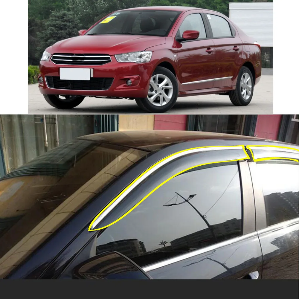 

Car Sticker Plastic Window Glass Wind Visor Rain/Sun Guard Vent Parts For Citroen E-elysee 2014 2015 2016 2017 2018 2019 2020
