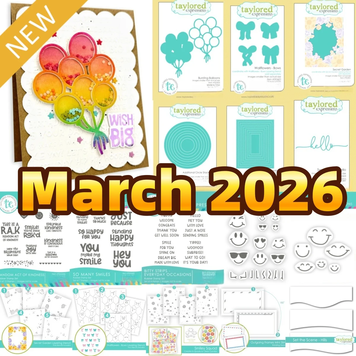 

2026 New Garden Balloon Expression Secret Metal Cutting Dies Clear Stamps Stencil for DIY Making Card Scrapbook Paper March