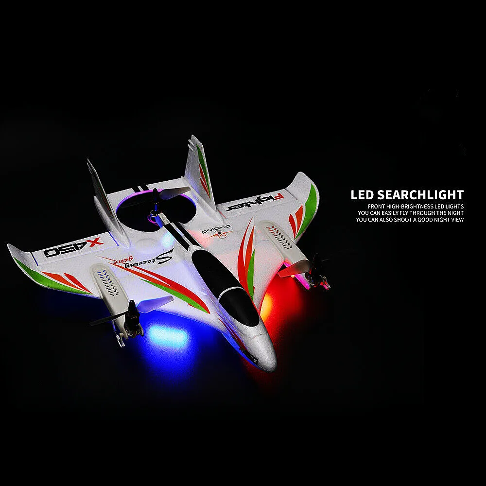 XK X450 2.4G 6CH 3D/6G RC Plane Vertical Take-off RC Aircraft With LED Light Fixed Wing Airplane RTF RC Toy for Boys Gifts