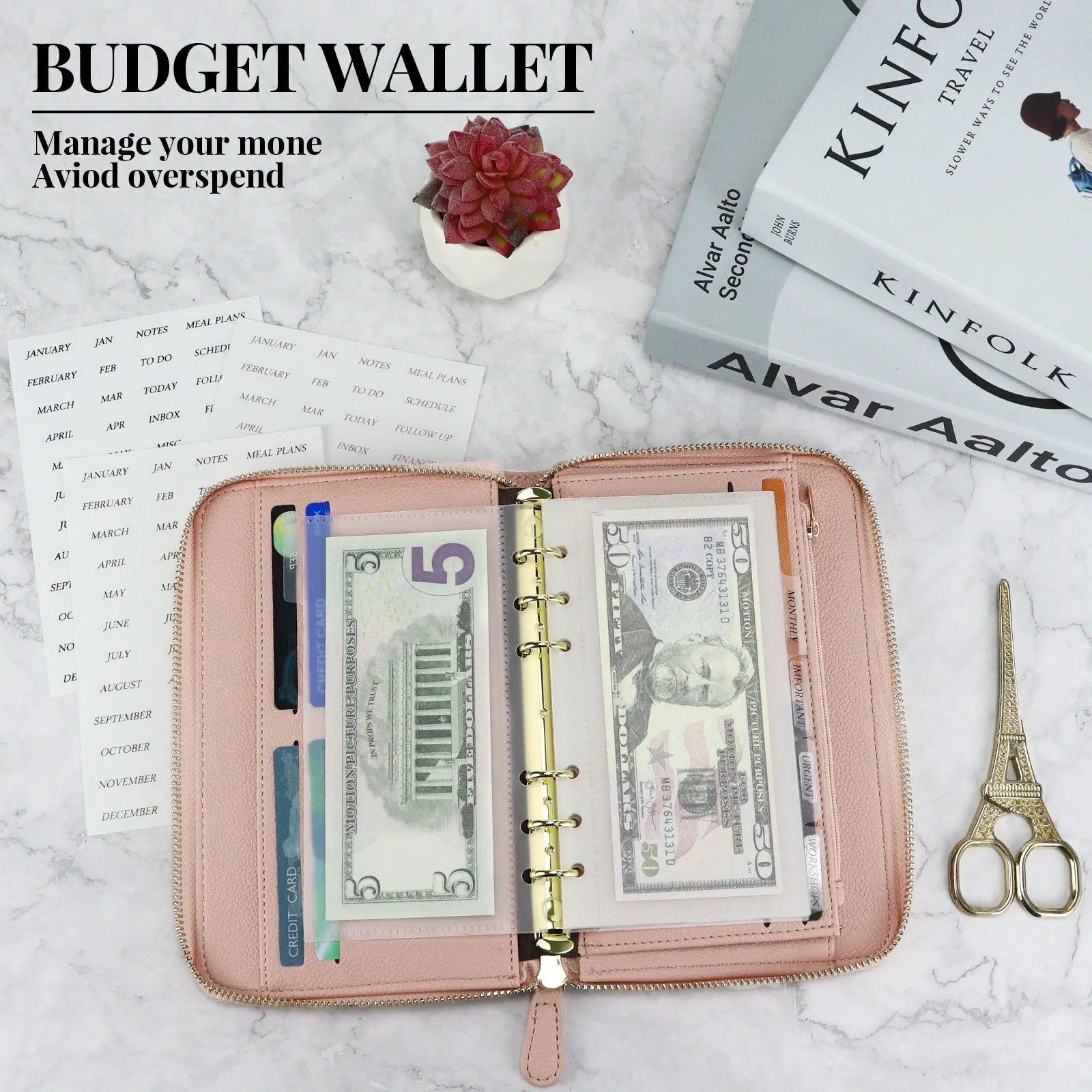 A6 Pink Cash Budget Envelope Wallet System Envelopes Binder Note For Budgeting And Saving Money Only Cover