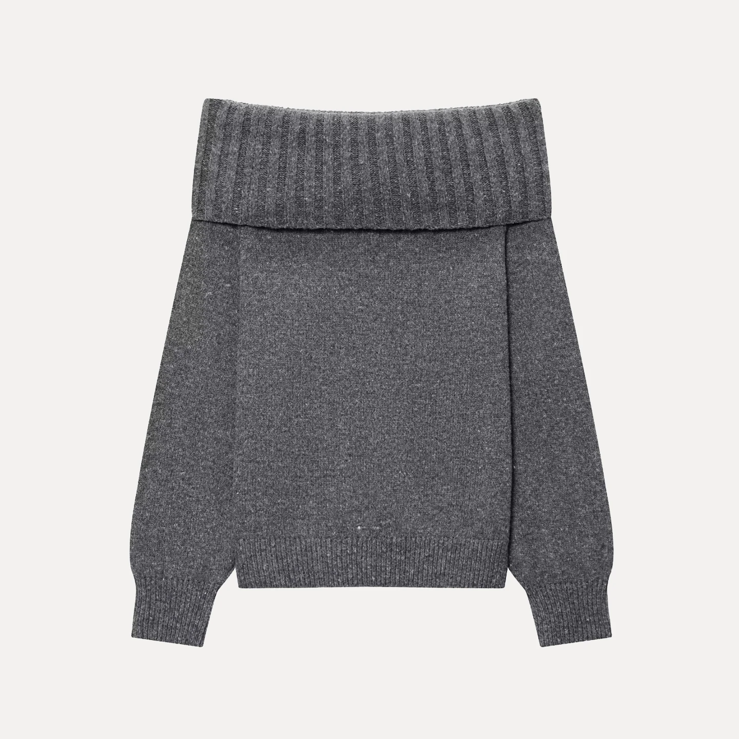 

Loose Pure Color One-oulder Pullover Sweater Turn-down Collar Summer New Arrival Women's Faion Top Z Commute Sle