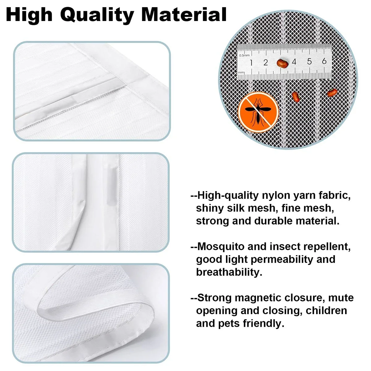 Door，Pet Friendly Walk Through Door Screen Magnetic Closure- Door Mesh Keeps Bugs Out-White