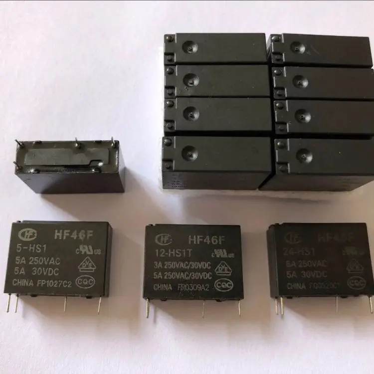 100PCS/lot Power relays HF46F-5-HS1 HF46F-12-HS1 HF46F-24-HS1 5A250VAC 4PIN