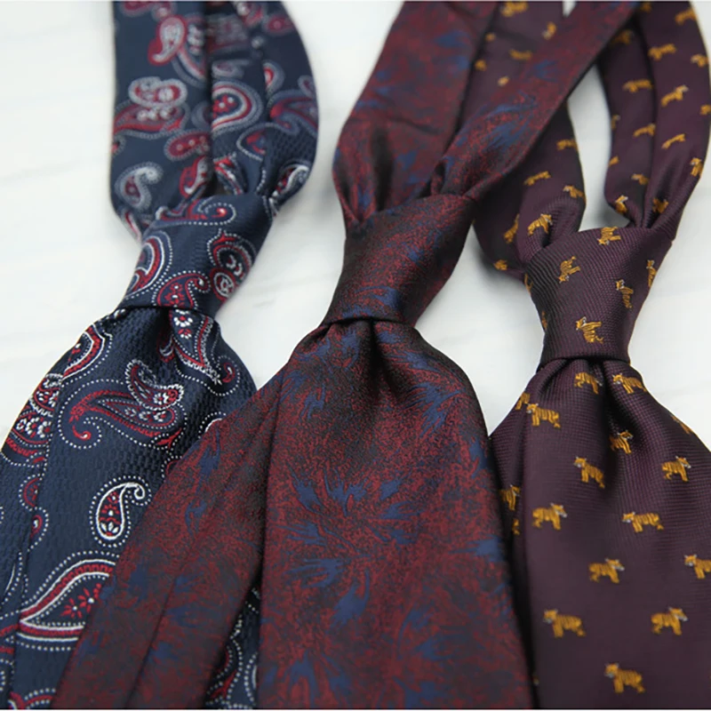 2026 New Summer Brown Block Polka Dot Neck Ties For Men Luxury Polyester Navy Red White Striped Necktie 8cm Wedding Groom Cravat