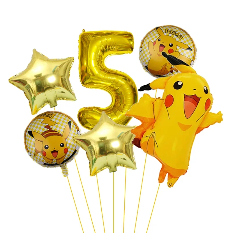 Pokemon themed balloon 32 inch digital balloon set for children\'s birthday new Pikachu aluminum foil ball party decoration toy