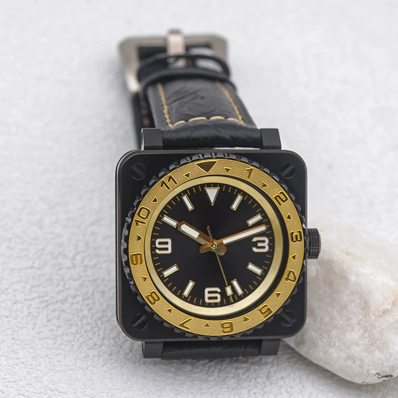 Seiko Mod Dial NH35 kwadratowy zegarek ze stali nierdzewnej, szafirowe szkło pasować do mechanizm automatyczny wodoodpornej zegarek dla nurka NH35 NH36