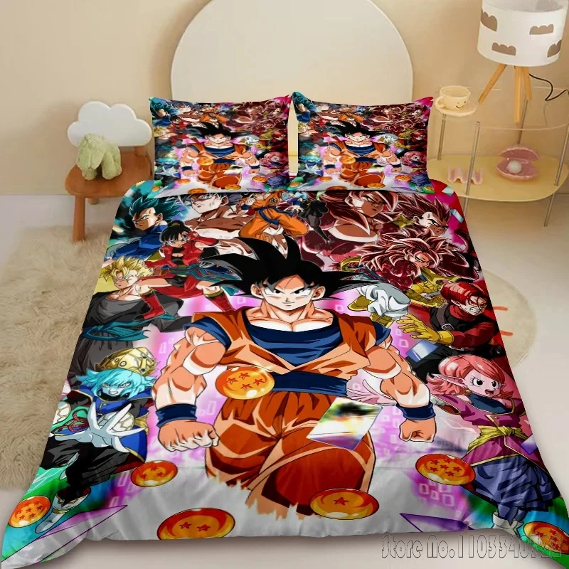 Anime Duvet Cover Dragon Ball Bedding Set Comforter Cover Super Saiyan Quilt Covers Bedclothes Twin Single King Kids Adult Gift