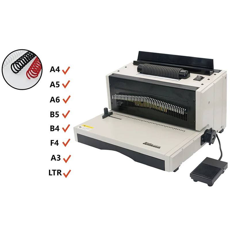 Manual/Electric Hole Punching and Binding Machine | Heavy-Duty Spiral Single-Loop Binding | Adjustable Hole Spacing | Fixed A4 H