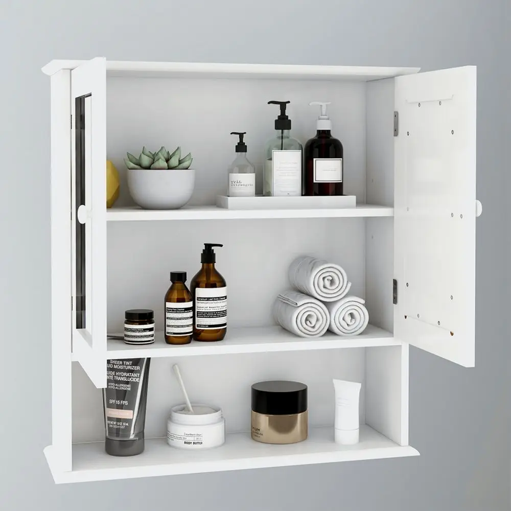Dreamzon-Armoire HOWall avec portes et étagères à double miroir