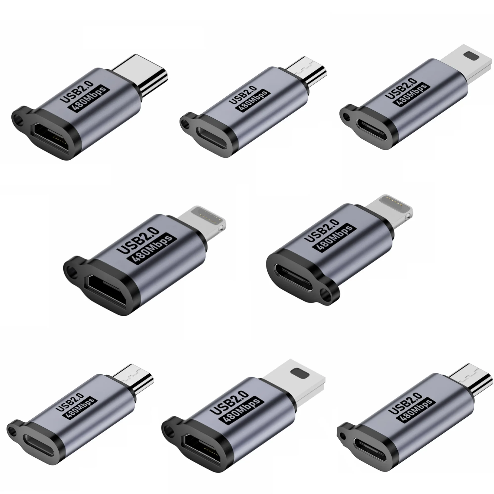 Type-C Adapter Type C To Micro Mini USB 8pin Male To USB C Female Converters For Xiaomi Samsung Charger Data Cable USBC Adapter